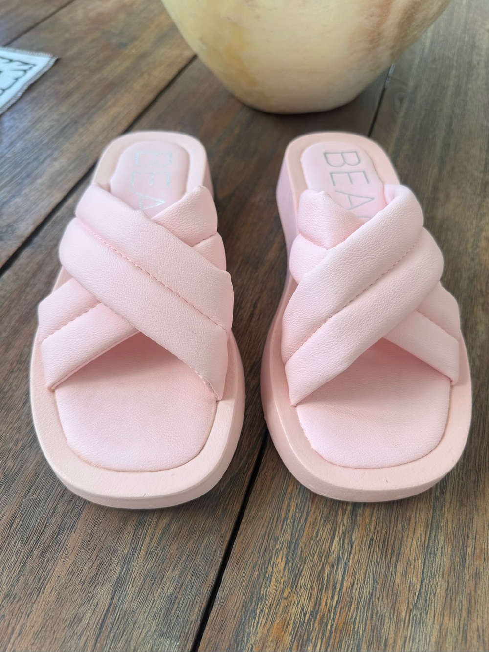 Beach By Matisse Soft Padded Pink Cross-Band Slide Sandals for Women